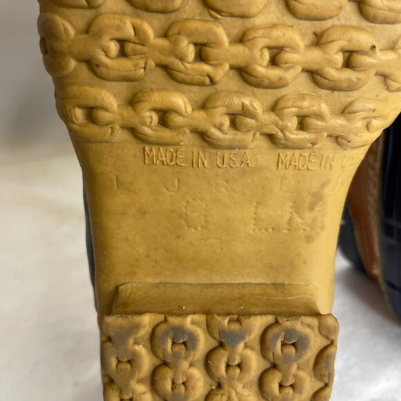 Women's 6 L.L.Bean Vtg Navy Blue Rubber Leather Trim Lace-Up Outdoors Duck Boots - Picture 10 of 10